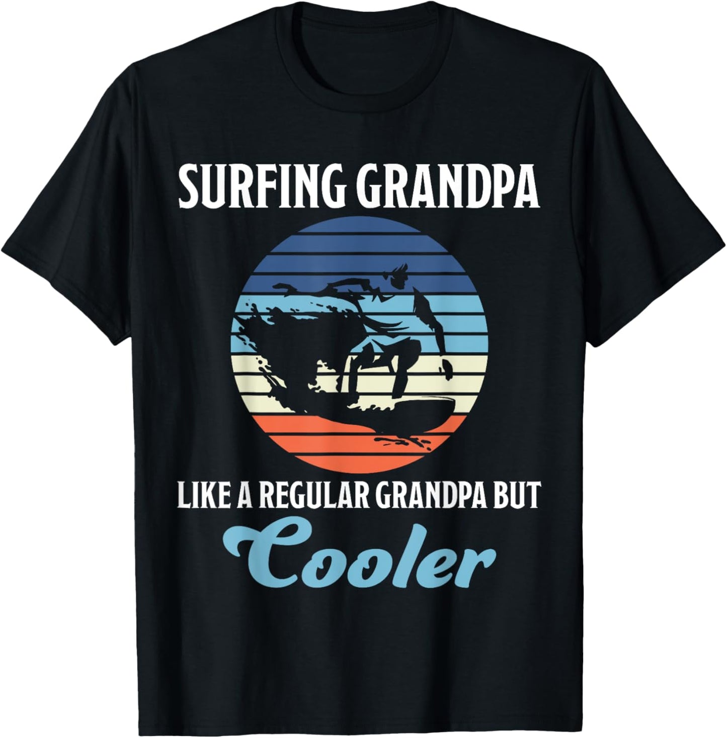 Surfing Grandpa Surfing Surfboard Waves Grandad Surfer T-Shirt - T-Shirt | Black