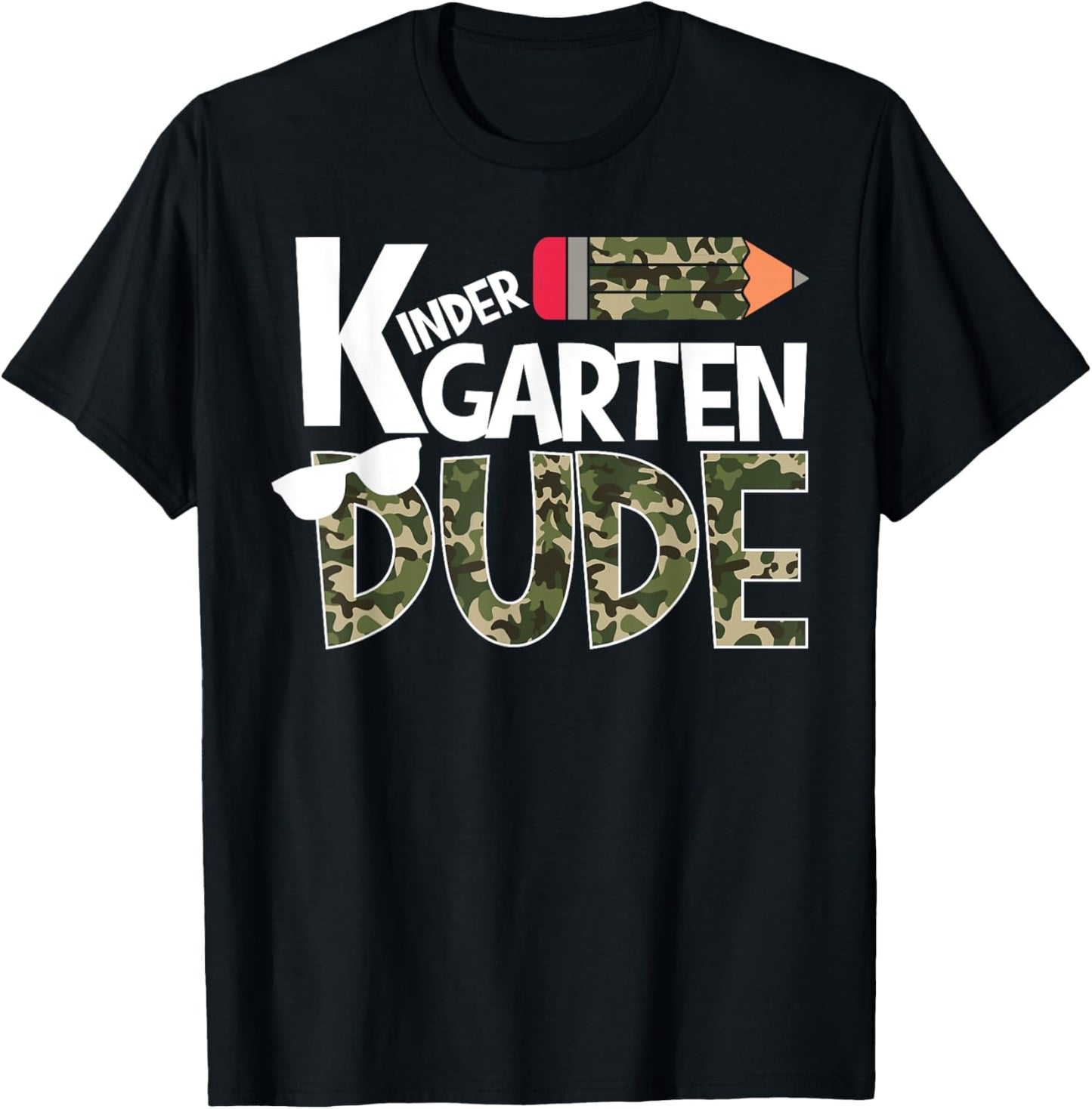 Kindergarten Dude Camo Print Back to School Boys Toddler T-Shirt - T-Shirt | Black