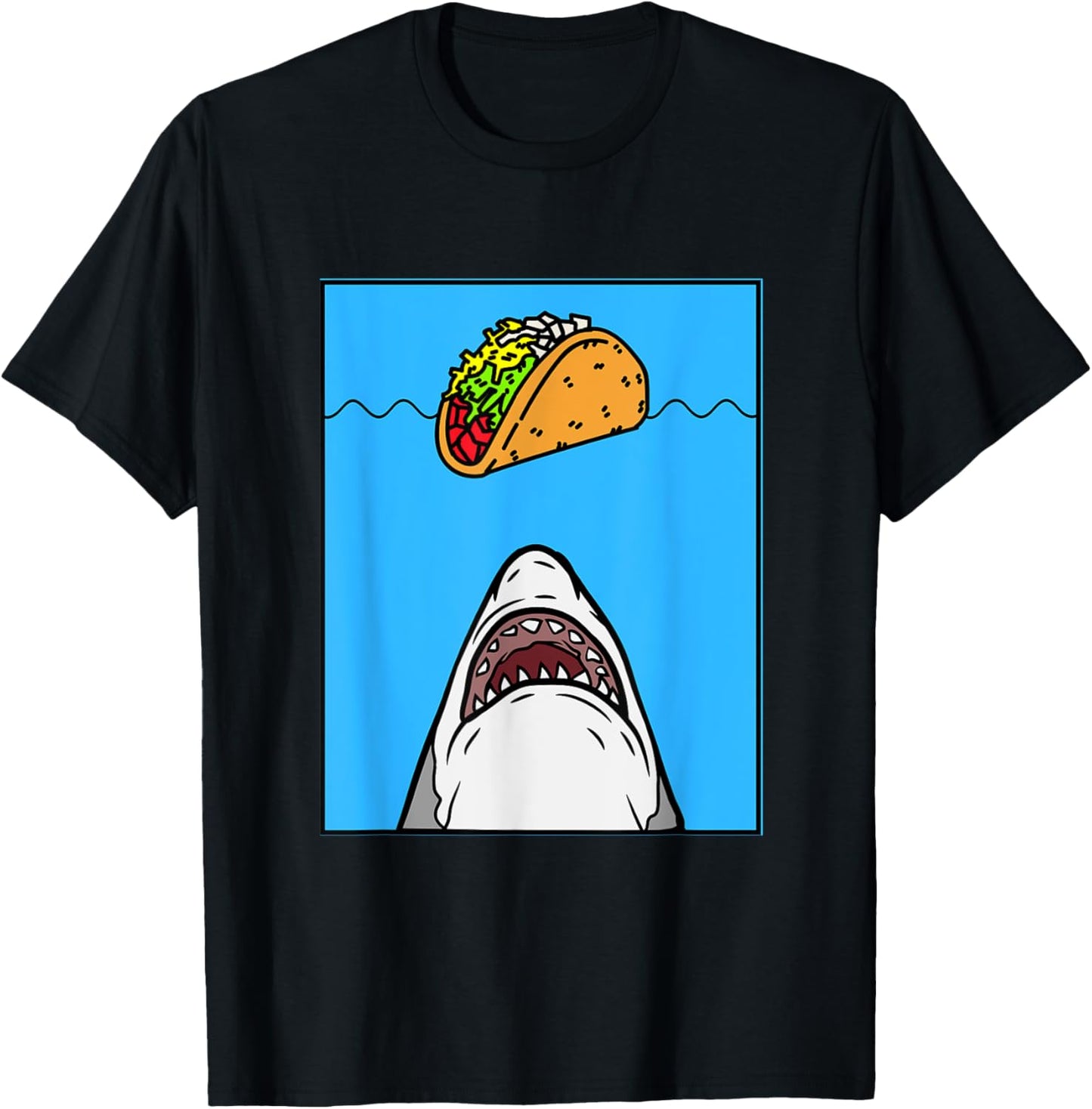 Shark Eating Tacos, Shark With Tacos, Funny Shark Tacos T-Shirt - T-Shirt | Black