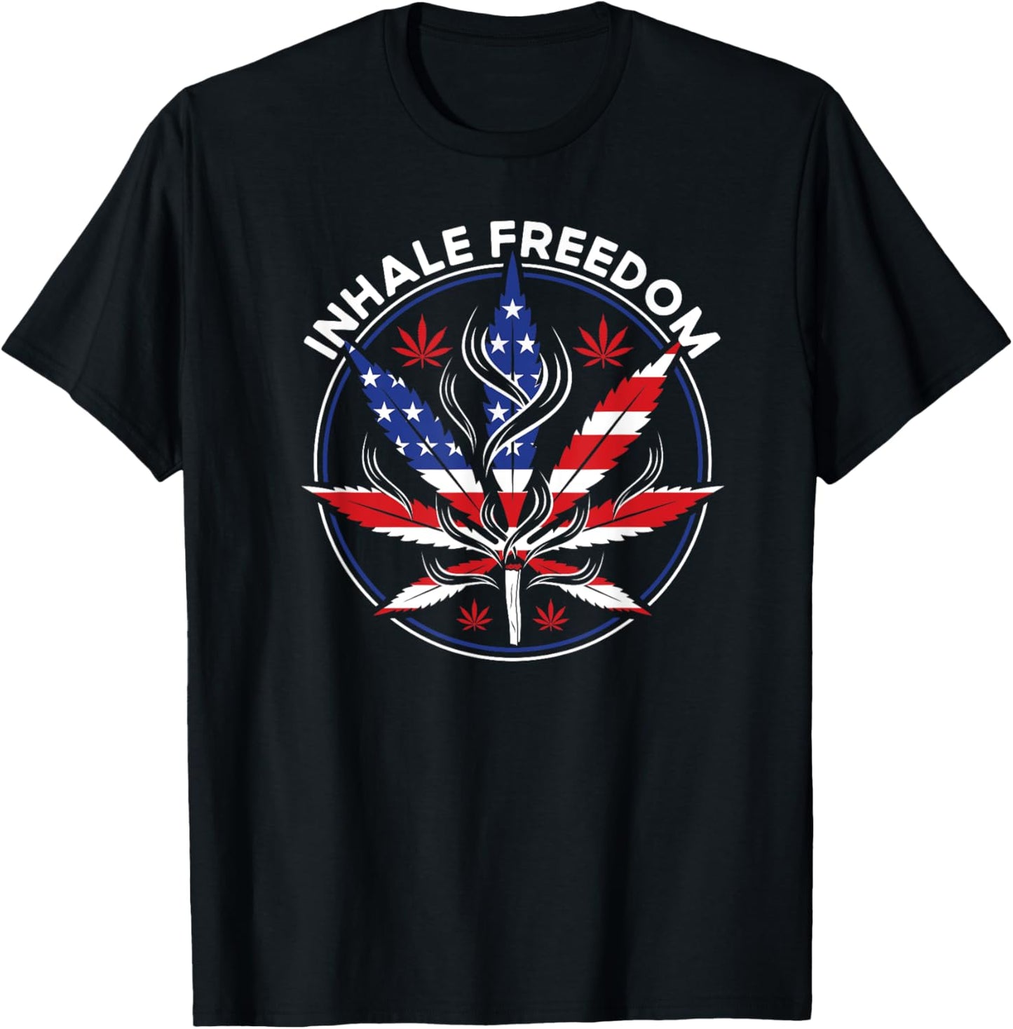 Inhale Freedom Weed Smoker Stoner Fourth of July 4th Party Men T-Shirt - T-Shirt | Black