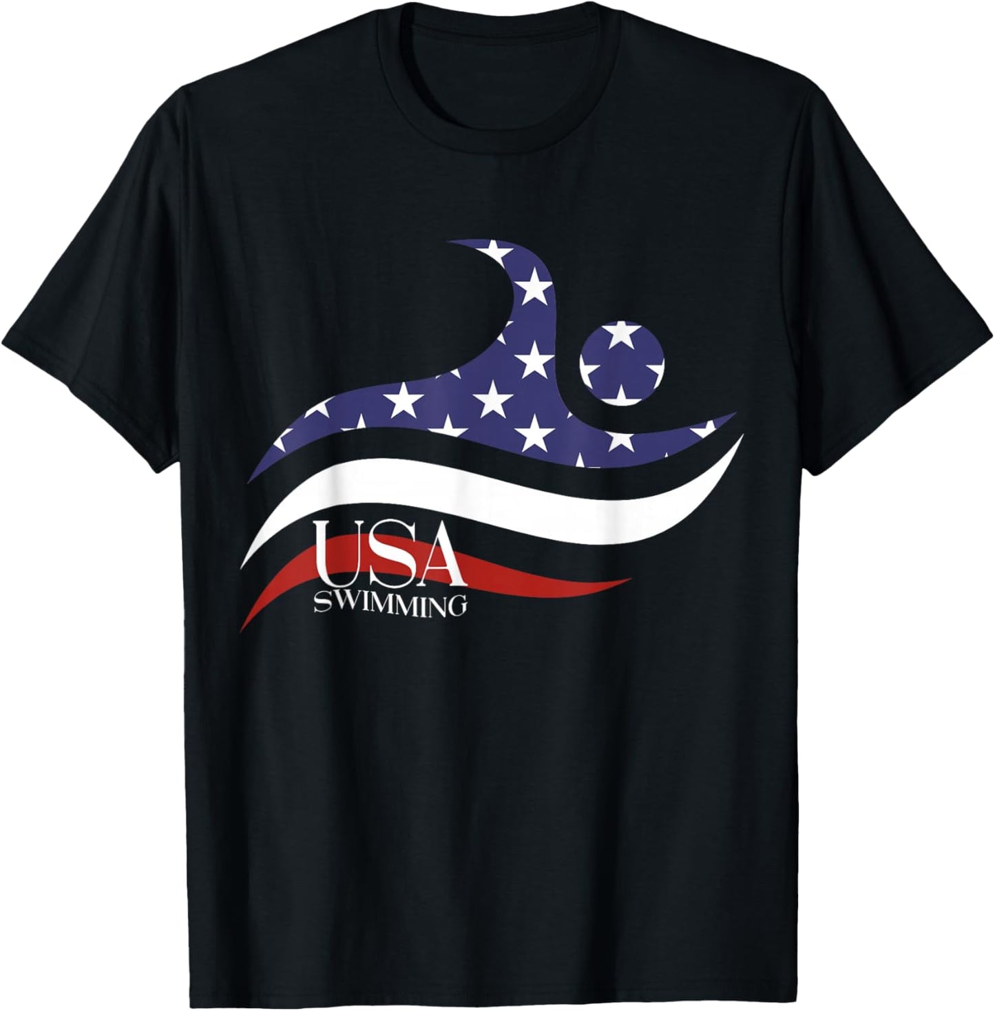 Patriotic American Flag Swimming USA Gift, Swim Team T-Shirt - T-Shirt | Black