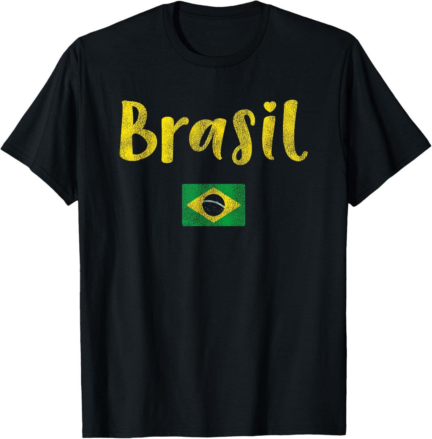 Vintage Brazilian Flag of Brazil Souvenir Women Girls Brasil T-Shirt - T-Shirt | Black