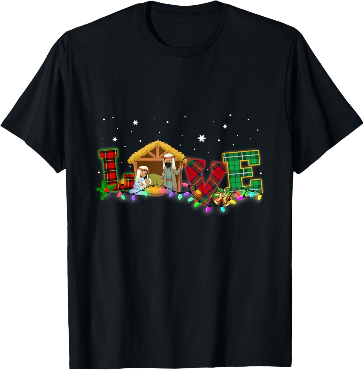 Happy Christmas Love Nativity Laurie Furnell Xmas T-Shirt - T-Shirt | Black