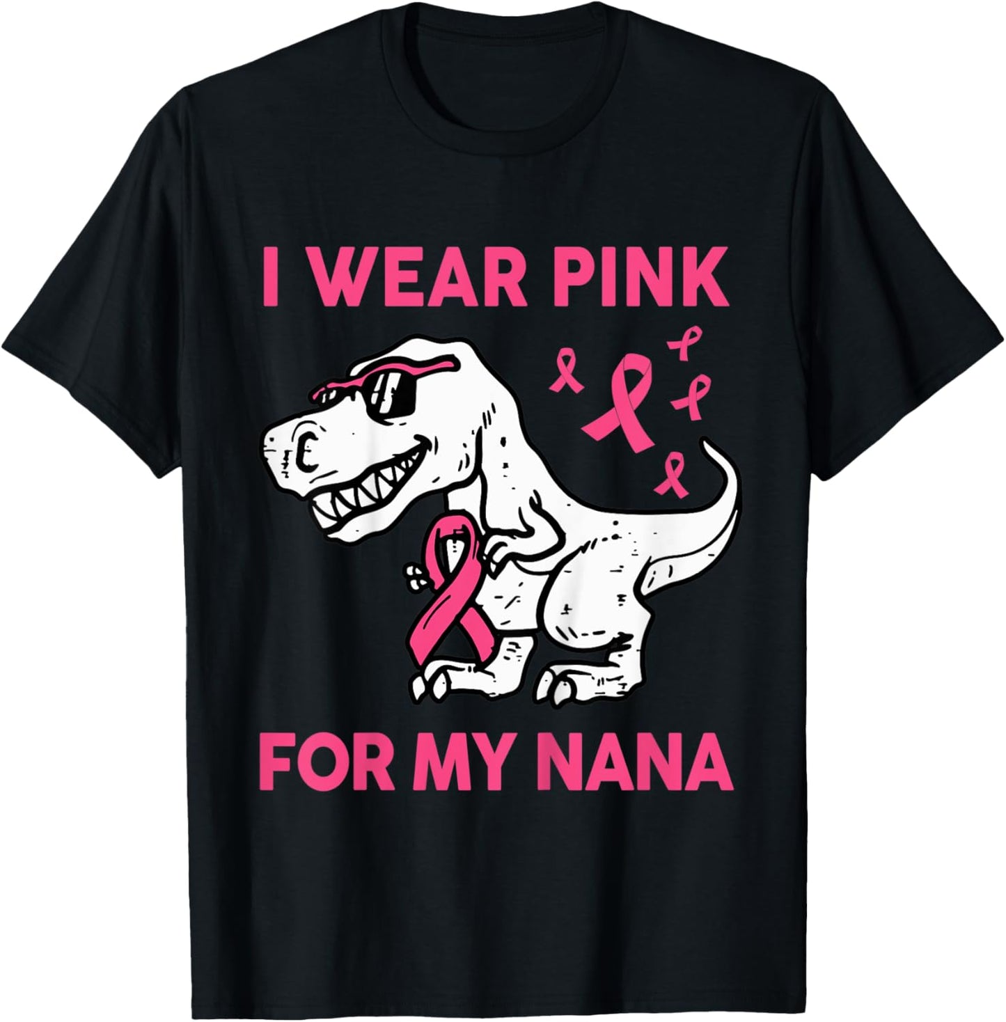 Kids I Wear Pink For My Nana Baby Toddler Breast Cancer Awareness T-Shirt - T-Shirt | Black