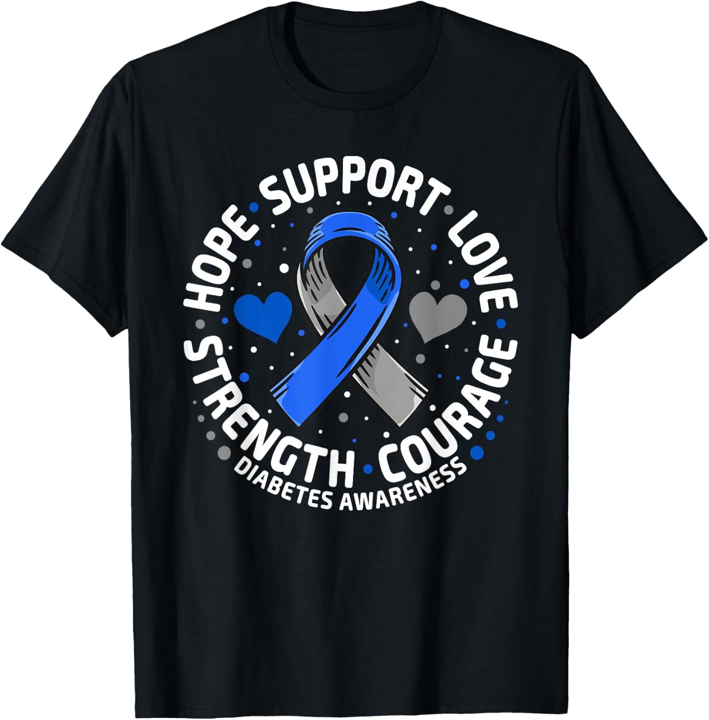 Diabetes Awareness Diabetic Love Support T2D T1D Diabetes T-Shirt - T-Shirt | Black
