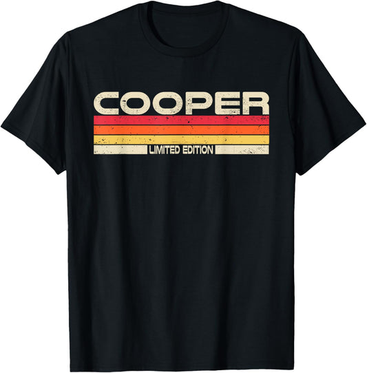Cooper Surname Birthday Family Reunion 80s 90s Sunset T-Shirt - T-Shirt | Black