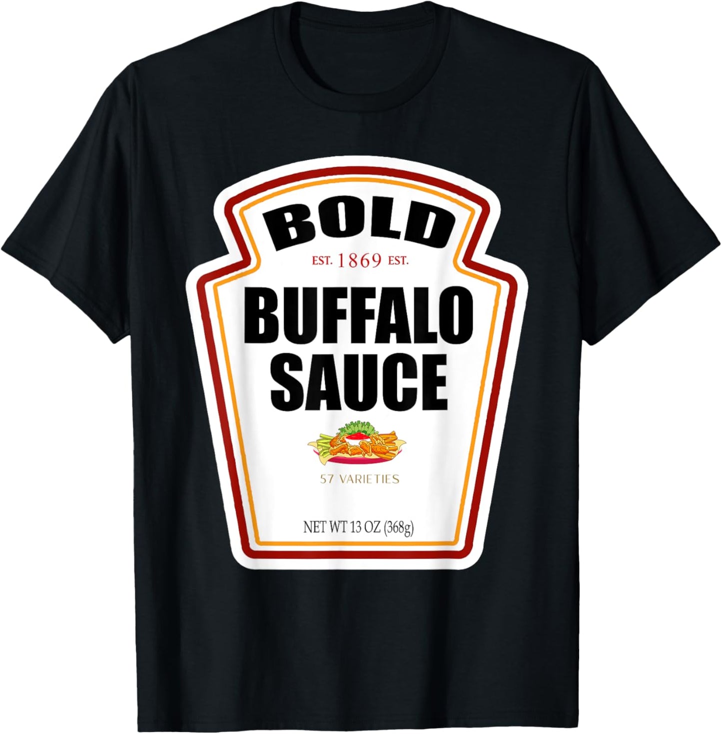 Bold Buffalo Sauce Bottle Label Funny Halloween Costume T-Shirt - T-Shirt | Black
