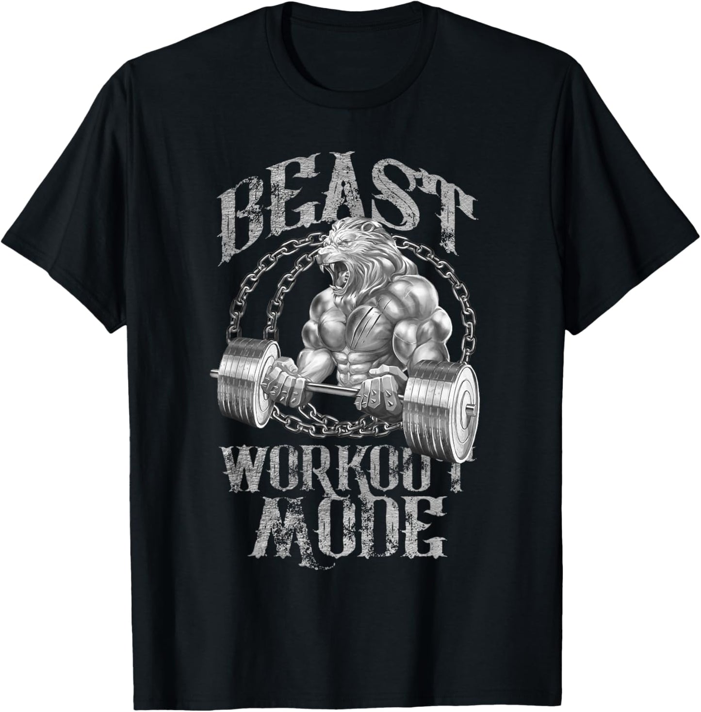 Lion Beast Workout Fashion Weightlifting Lion Gym Fitness T-Shirt - T-Shirt | Black
