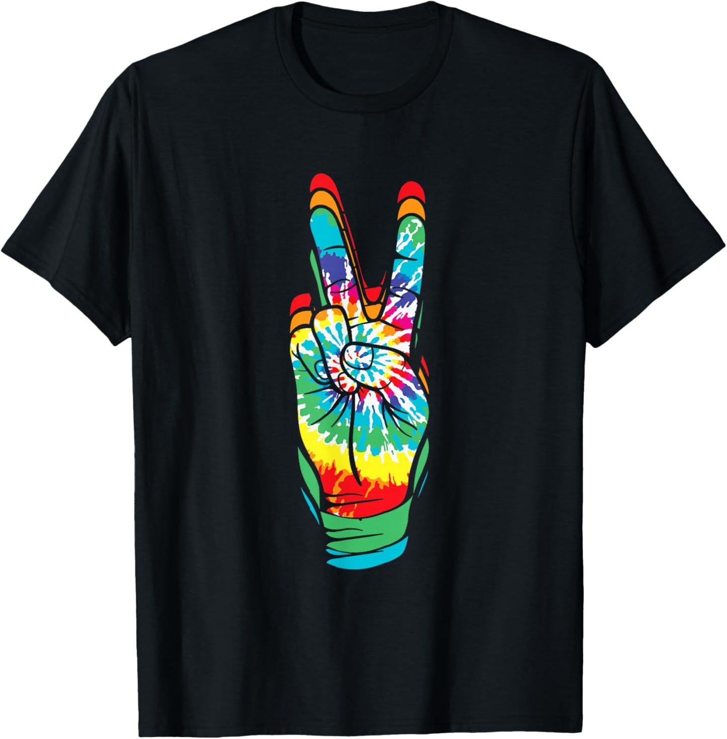 Retro Peace Sign Vintage Tie Dye 60's 70's Hippie Funny T-Shirt - T-Shirt | Black