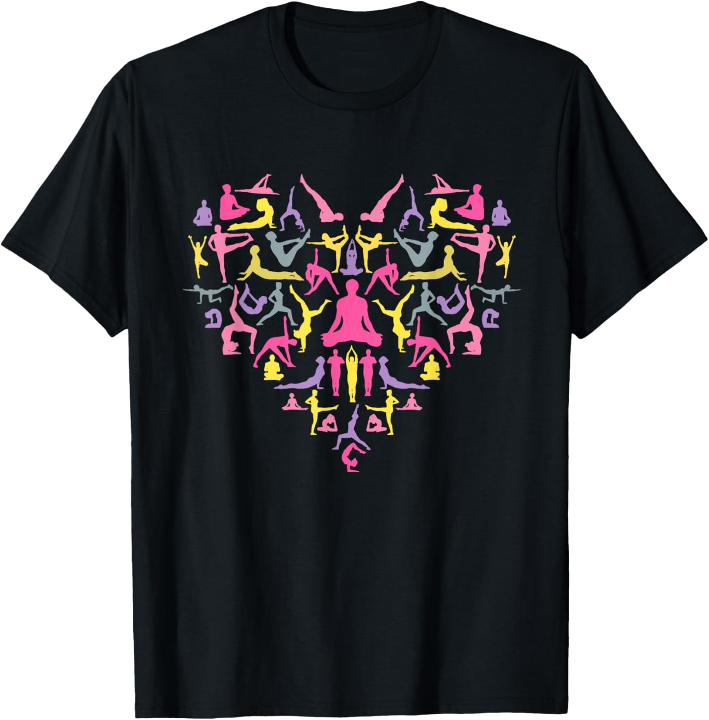 Yoga Heart Valentine's Day Spiritual Zen Pose Yoga Master T-Shirt - T-Shirt | Black