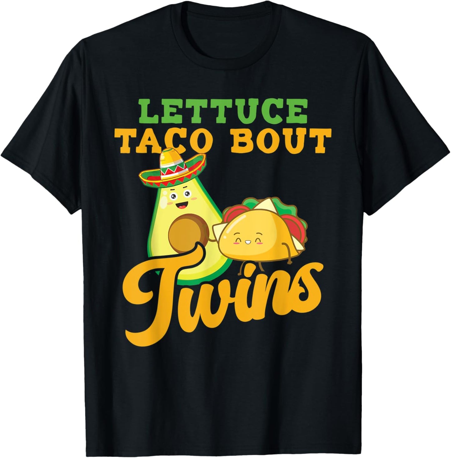 Baby Announcement - Lettuce Taco Bout A Twins T-Shirt - T-Shirt | Black