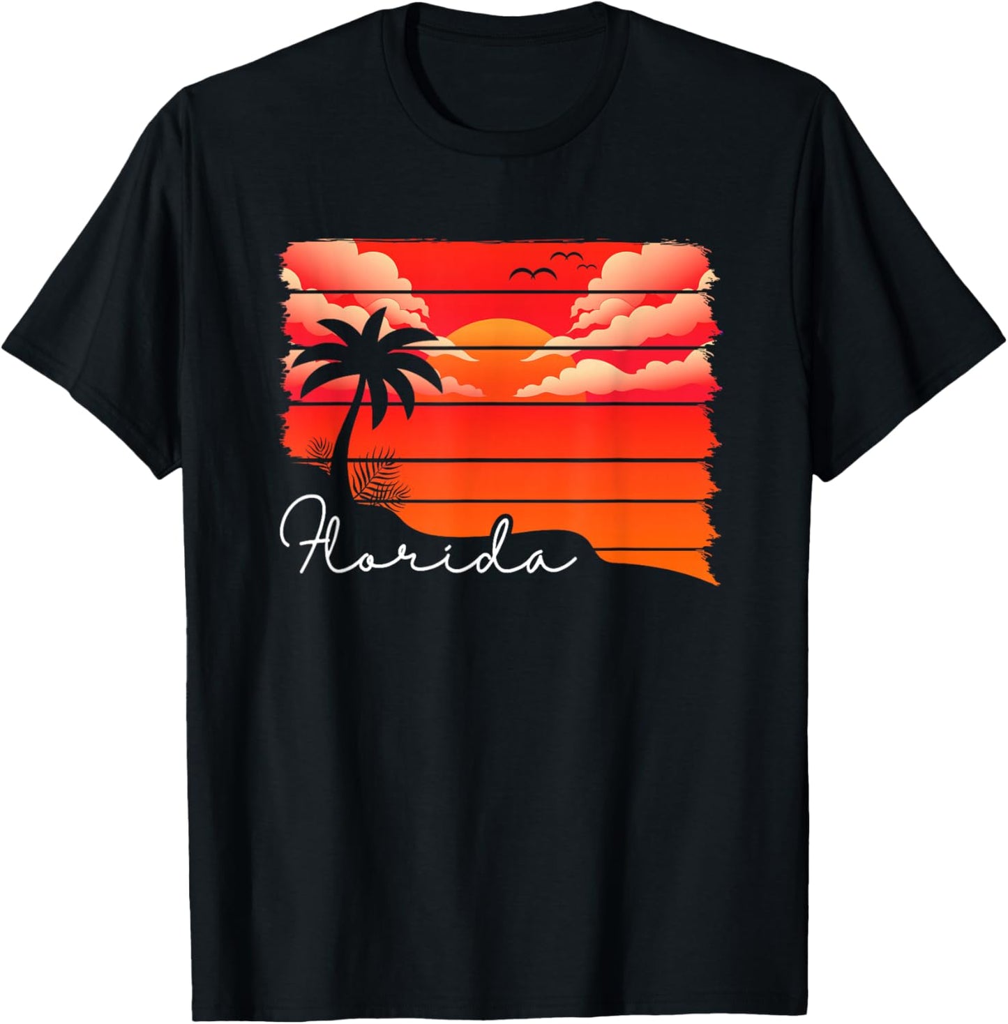 Tropical Summer South Beach Miami Palm Trees Retro Florida T-Shirt - T-Shirt | Black