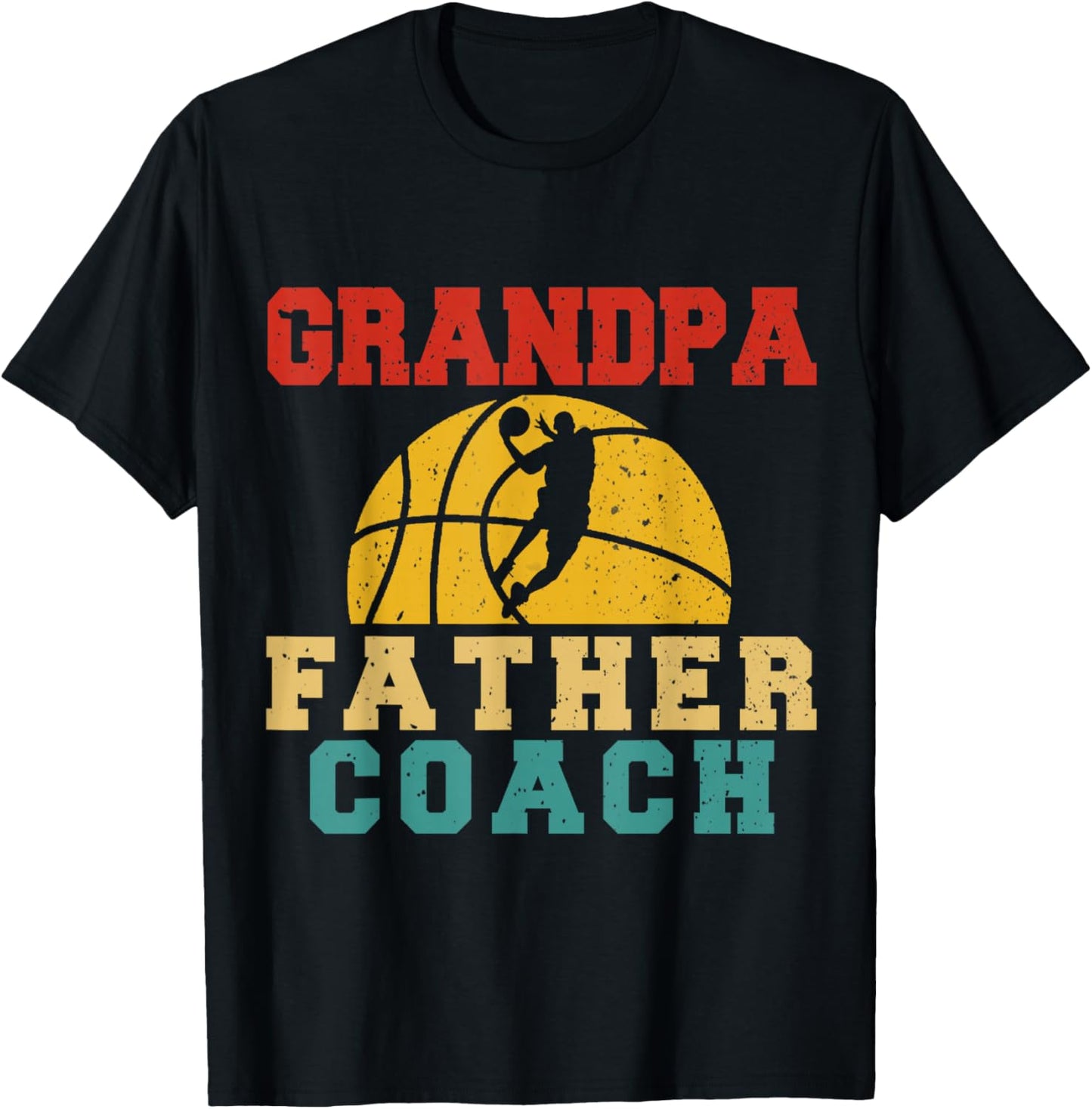Vintage Grandpa Father Coach Cool Basketball Player Coach T-Shirt - T-Shirt | Black
