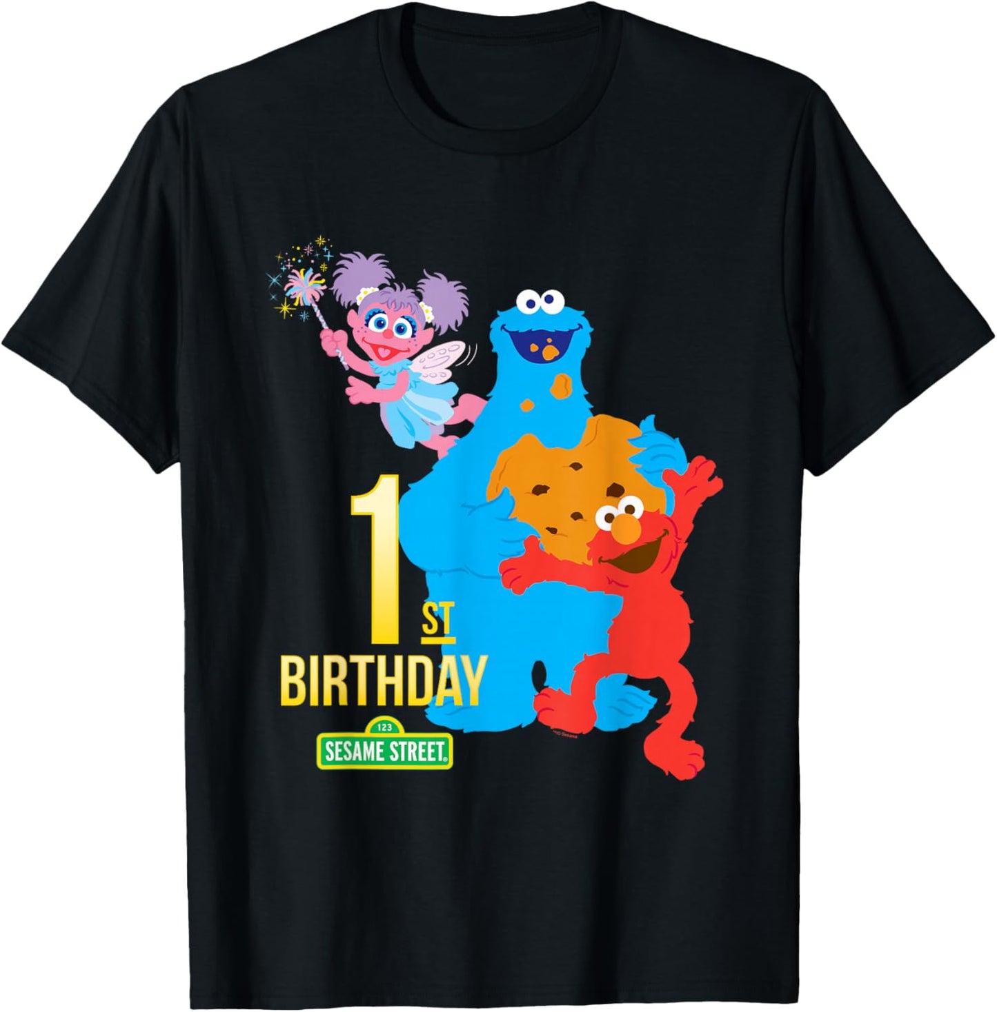 Sesame Street 1st Birthday Black Classic Fit T-Shirt - T-Shirt | Black