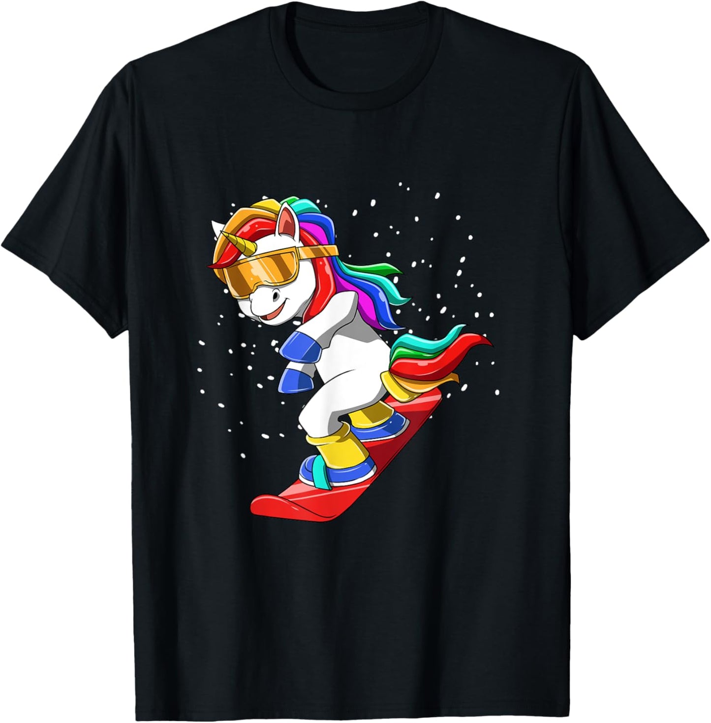 Unicorn on Snowboard - Funny Ski and Wintersports T-Shirt - T-Shirt | Black