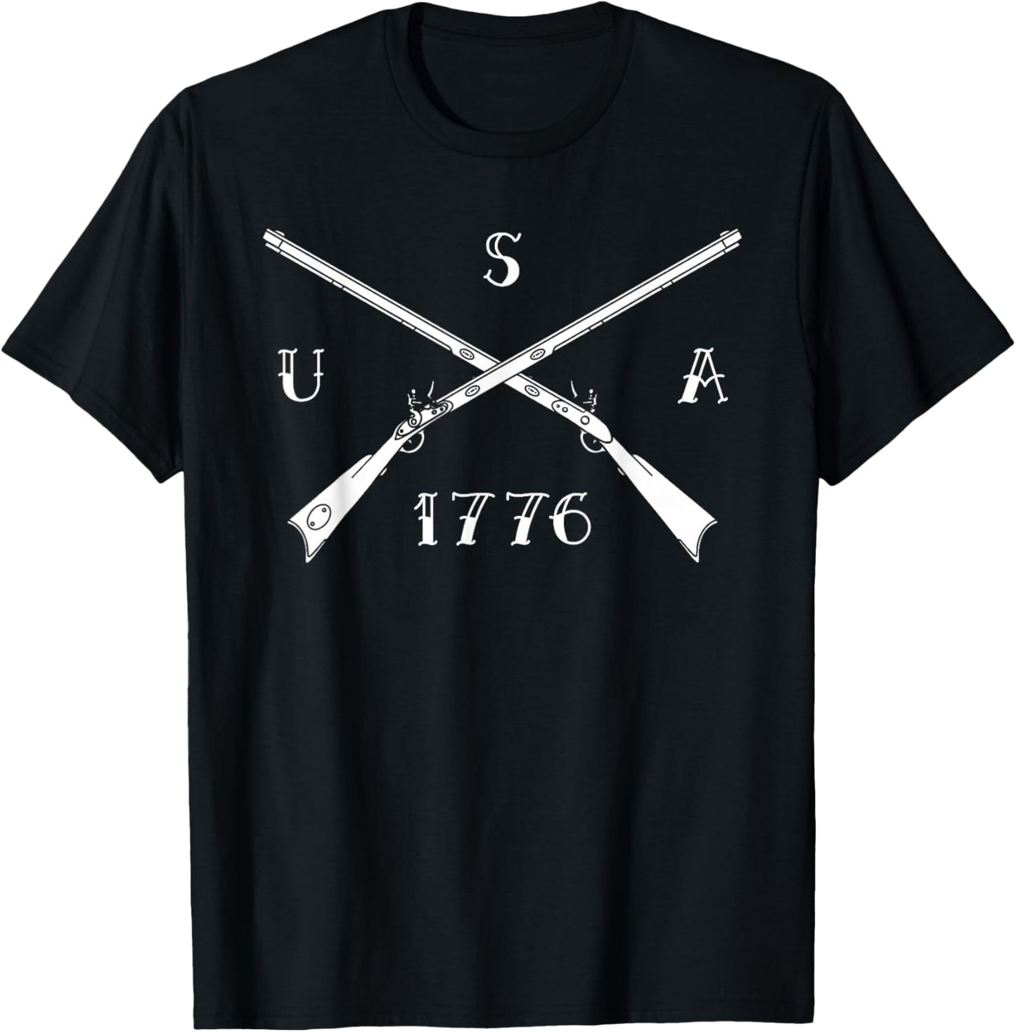 Black Powder Muzzleloading Accessories and Apparel USA 1776 Flintlock Muzzleloading Rifle T-Shirt - T-Shirt | Black