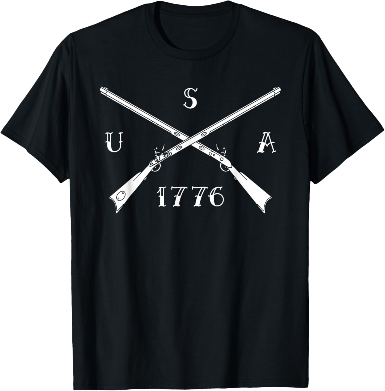 Black Powder Muzzleloading Accessories and Apparel USA 1776 Flintlock Muzzleloading Rifle T-Shirt - T-Shirt | Black