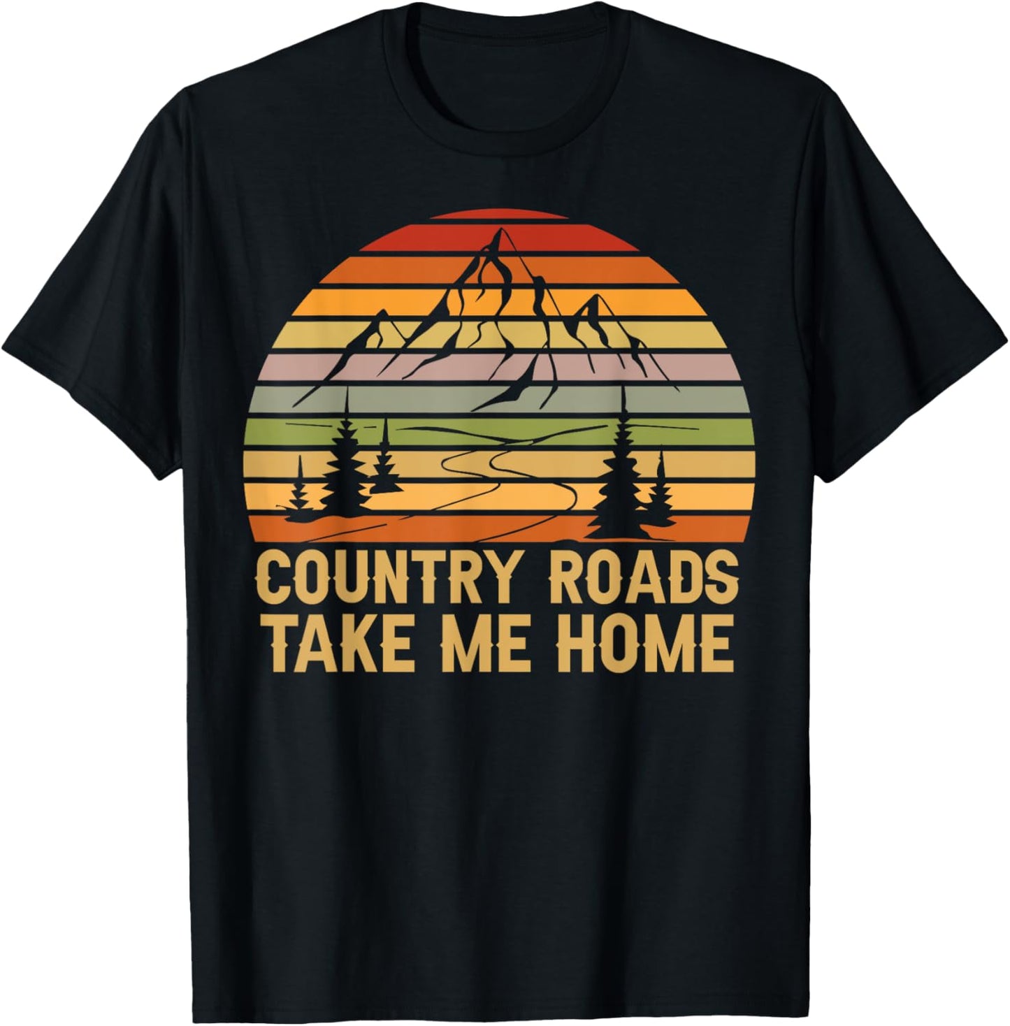 Country Music Lovers Country Music Fans Retro Country Roads T-Shirt - T-Shirt | Black