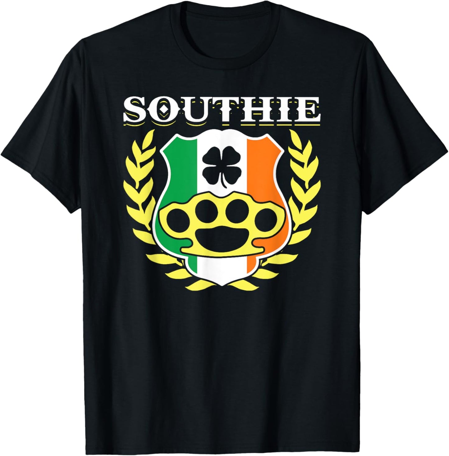 Southie Irish Flag Celebration St Patricks Day Cool Novelty T-Shirt - T-Shirt | Black