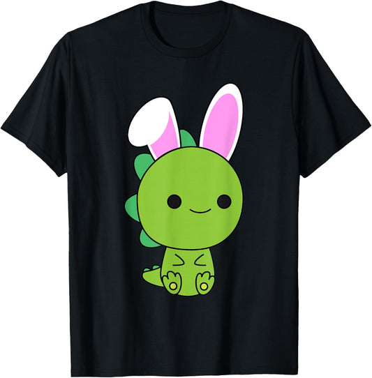 Cute Baby Dinosaur Bunny Rabbit Kawaii Otaku T-Shirt - T-Shirt | Black