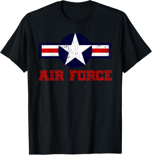 Air Force Vintage Roundel - USA American Flag Star Patriotic T-Shirt - T-Shirt | Black