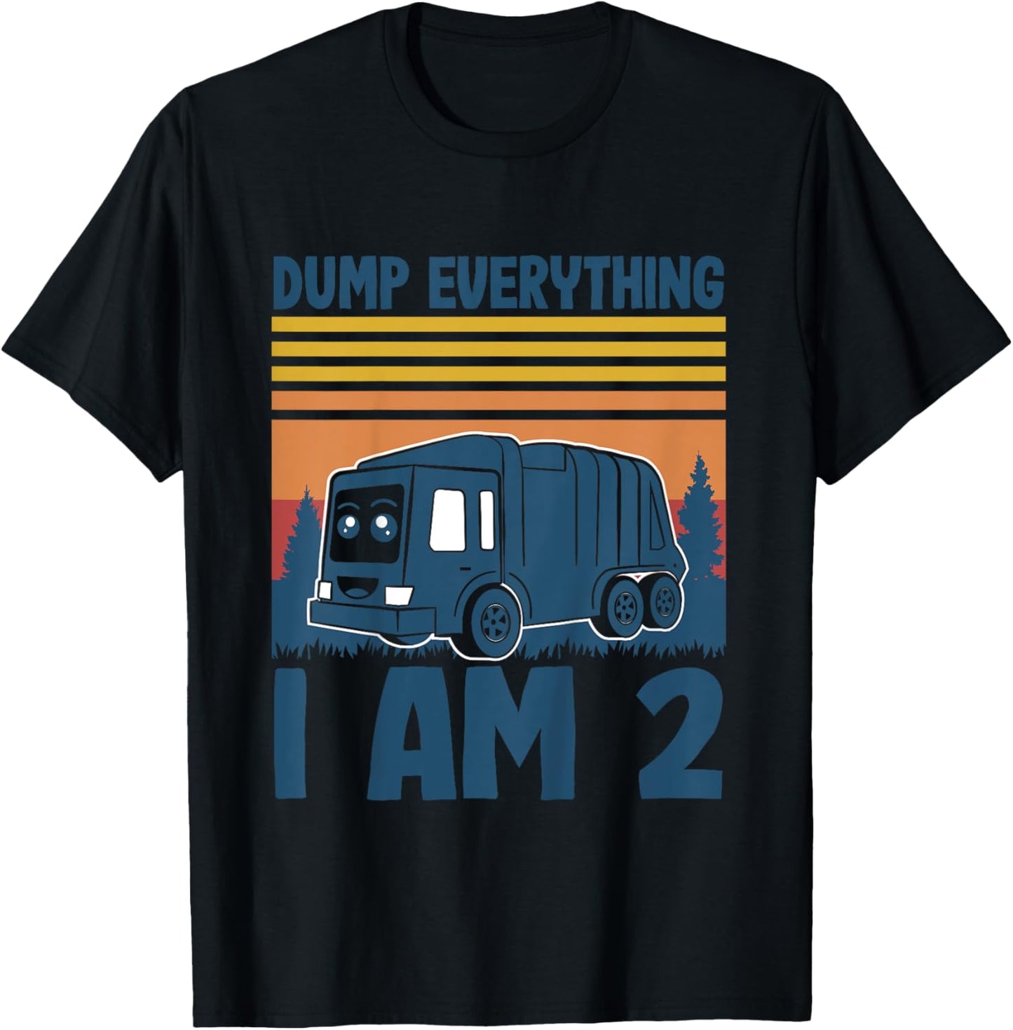 Kids Dump Everything Im 2 - Boy 2nd Birthday Trash Garbage Truck T-Shirt - T-Shirt | Black