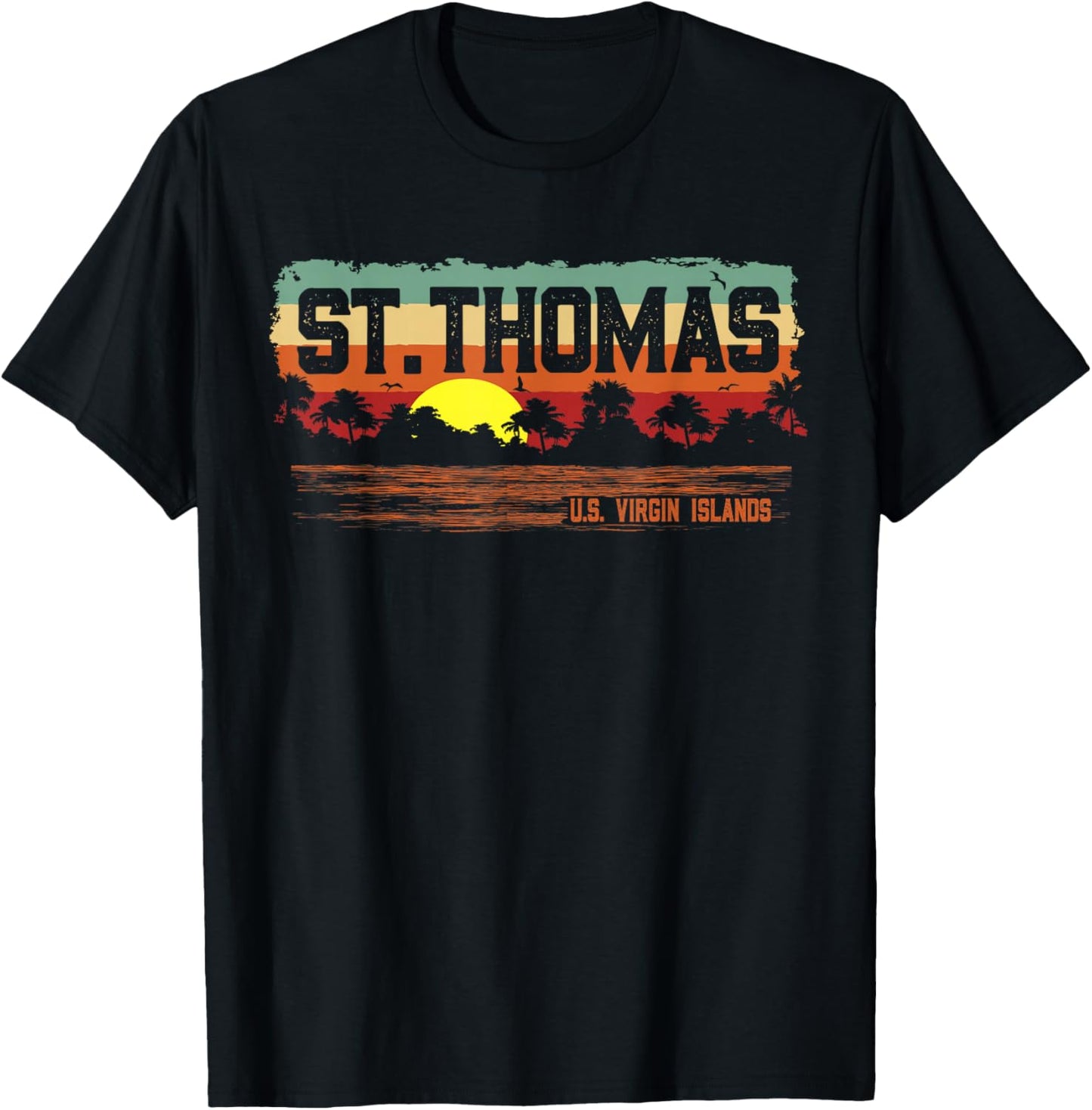 Vintage Sunset St. Thomas USVI T-Shirt - T-Shirt | Black
