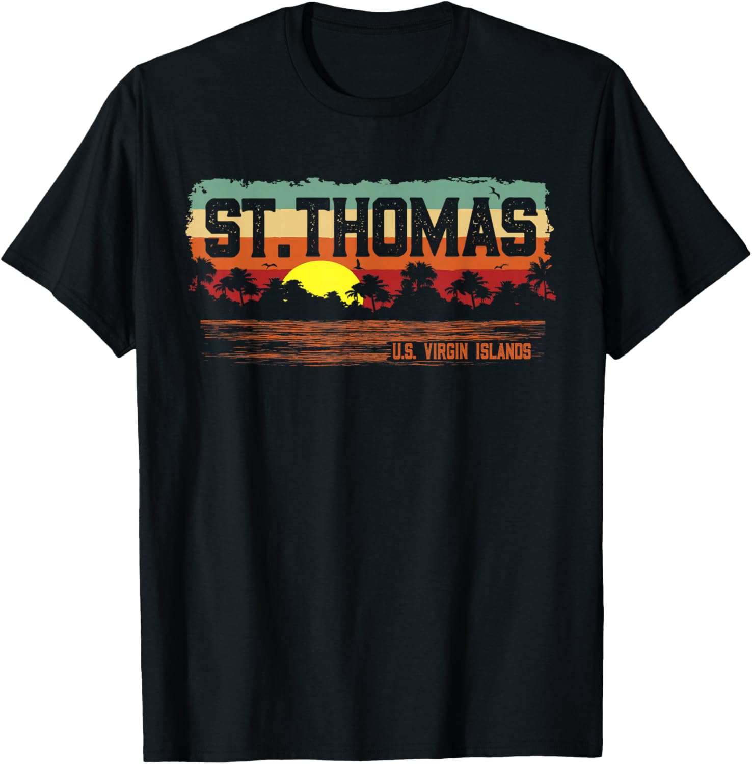 Vintage Sunset St. Thomas USVI T-Shirt - T-Shirt | Black