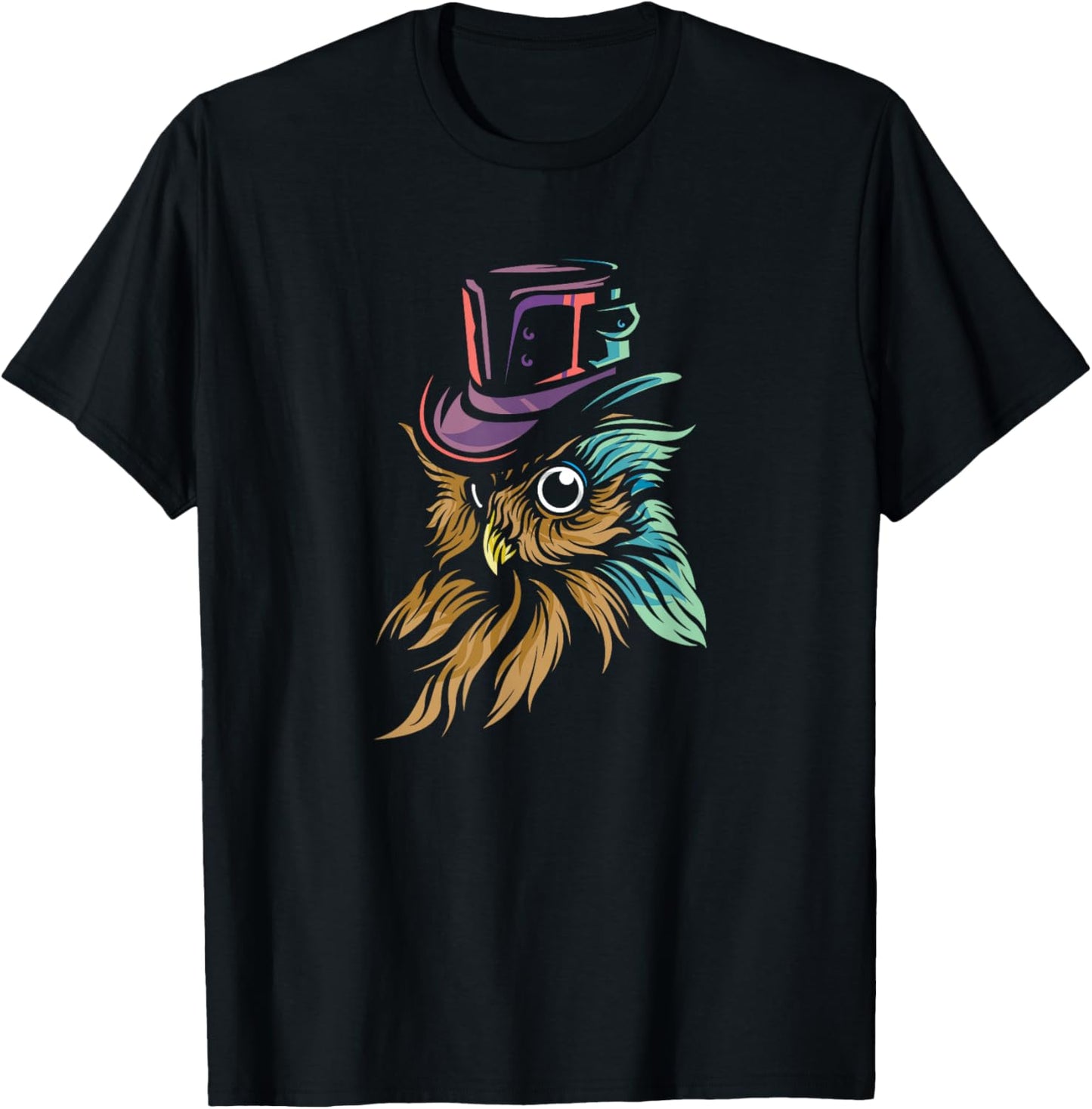 Steampunk Fantasy Owl Gothic Owl T-Shirt - T-Shirt | Black