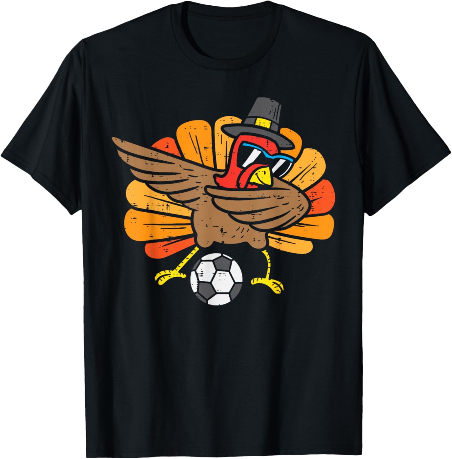 Turkey Dab Soccer Football Thanksgiving Dance Boys Girls T-Shirt - T-Shirt | Black