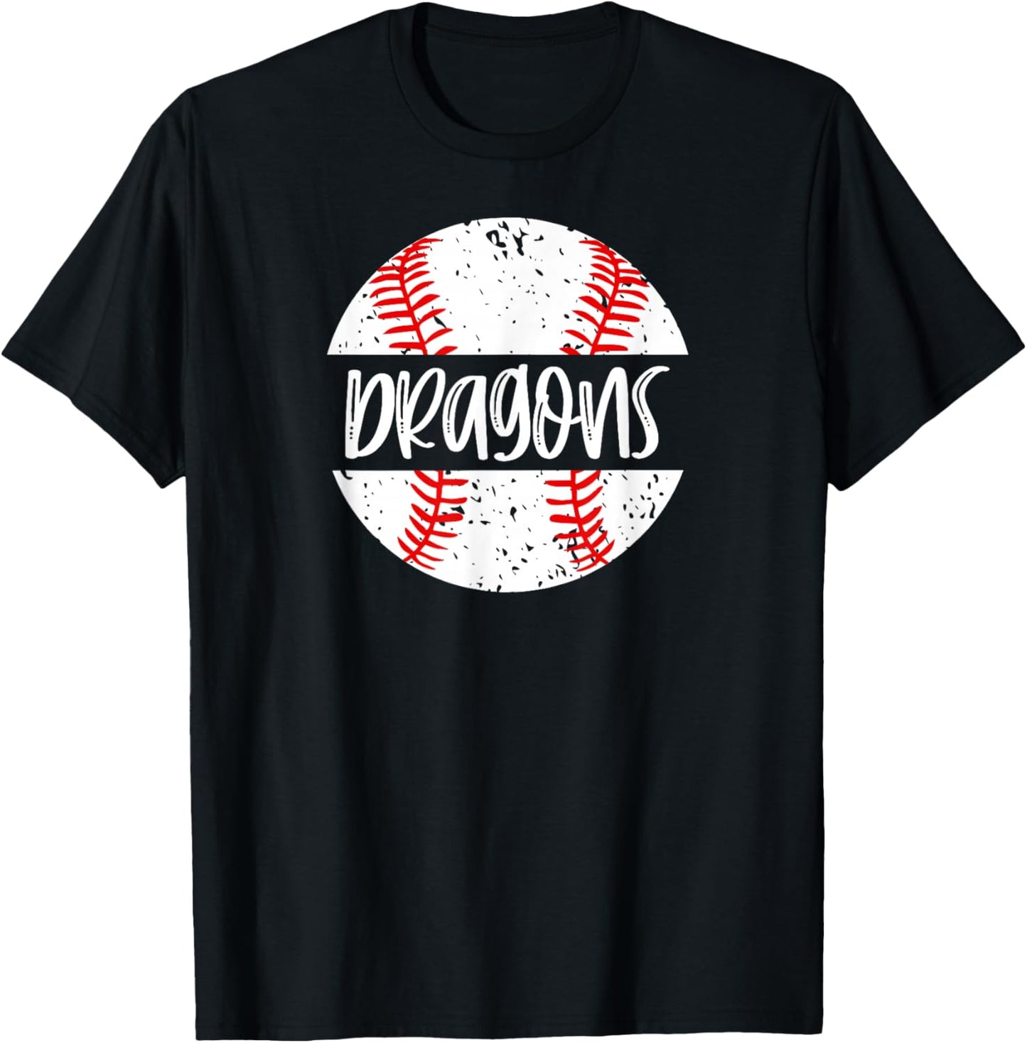 Dragons Baseball Team Mascot School Spirit Game Day T-Shirt - T-Shirt | Black