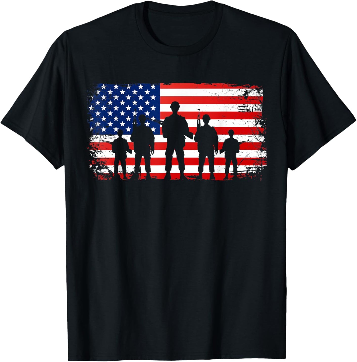 Thank You Patriotic Veteran Memorial Day 4th Of July US Flag T-Shirt - T-Shirt | Black