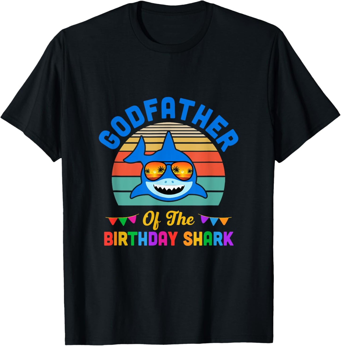 Godfather Of The Shark Birthday Dad Matching Family T-Shirt - T-Shirt | Black
