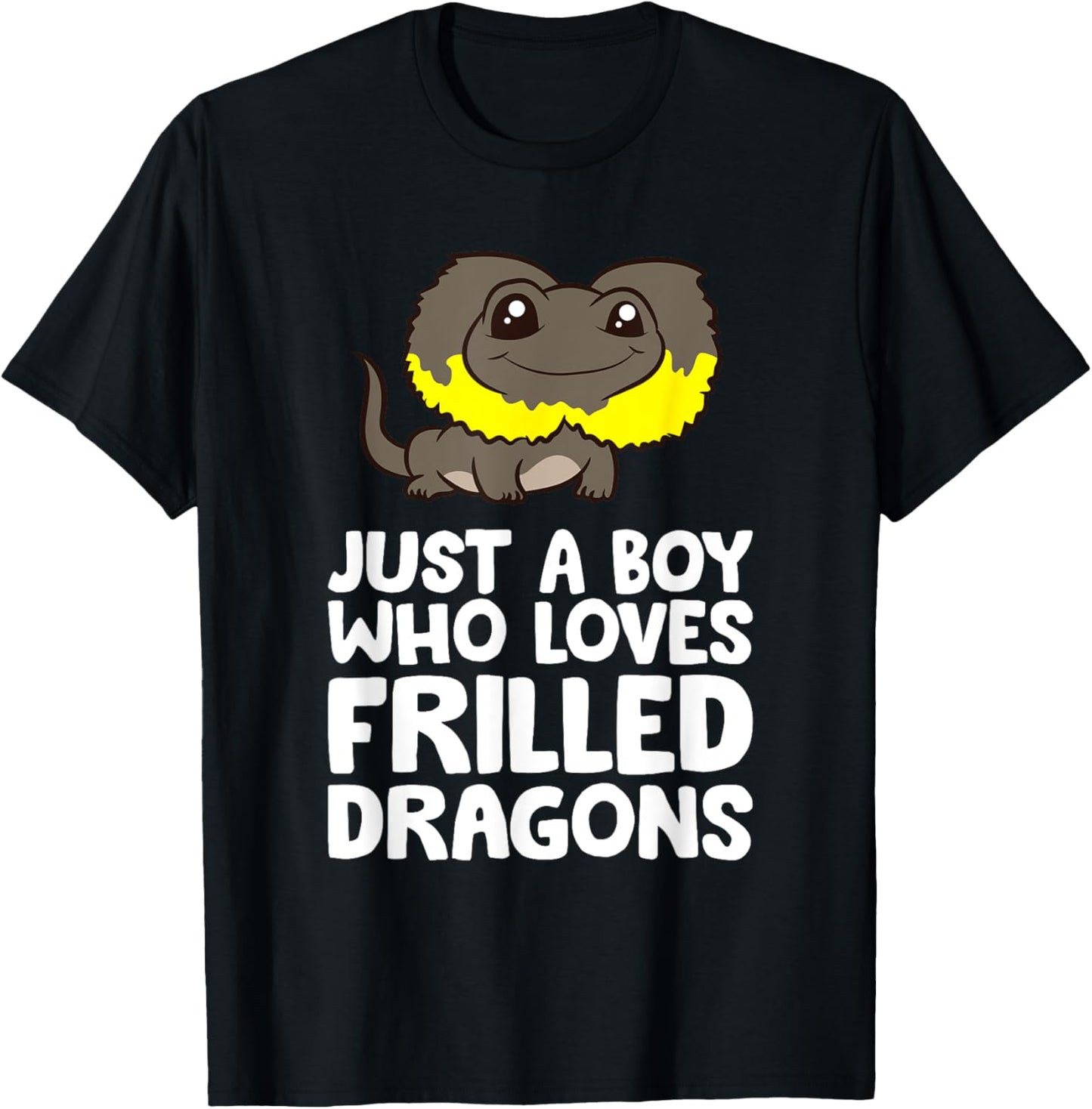 Just a Boy Who Loves Frilled Dragons Frilled Lizard T-Shirt - T-Shirt | Black