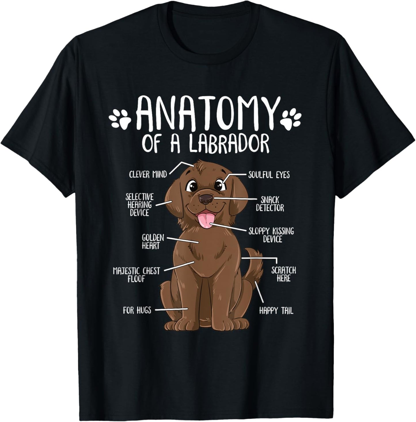 Funny Anatomy Labrador Retriever Chocolate Lab Dog Owner Women Girls Kids T-Shirt - T-Shirt | Black