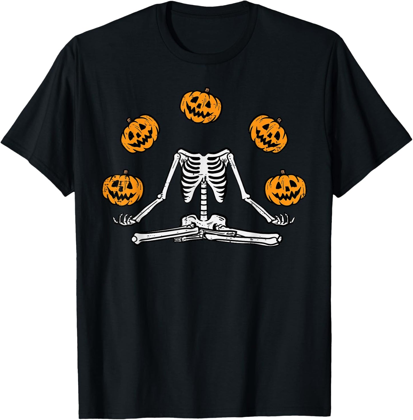 Halloween Skeleton Juggling Pumpkins Costume Men Women Kids T-Shirt - T-Shirt | Black