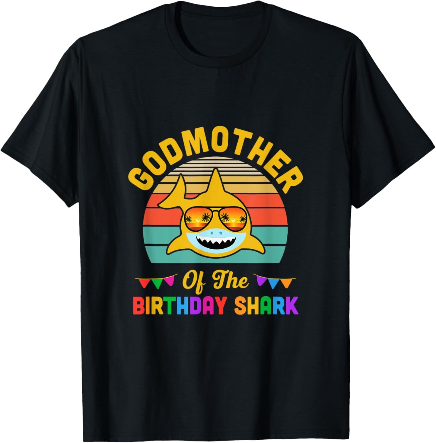 Godmother Of The Shark Birthday Mom Matching Family T-Shirt - T-Shirt | Black