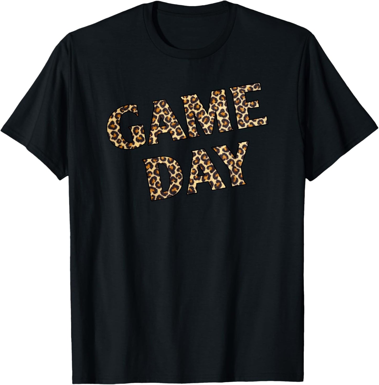 Game Day Cheetah Leopard Print Football Woman Men T-Shirt - T-Shirt | Black