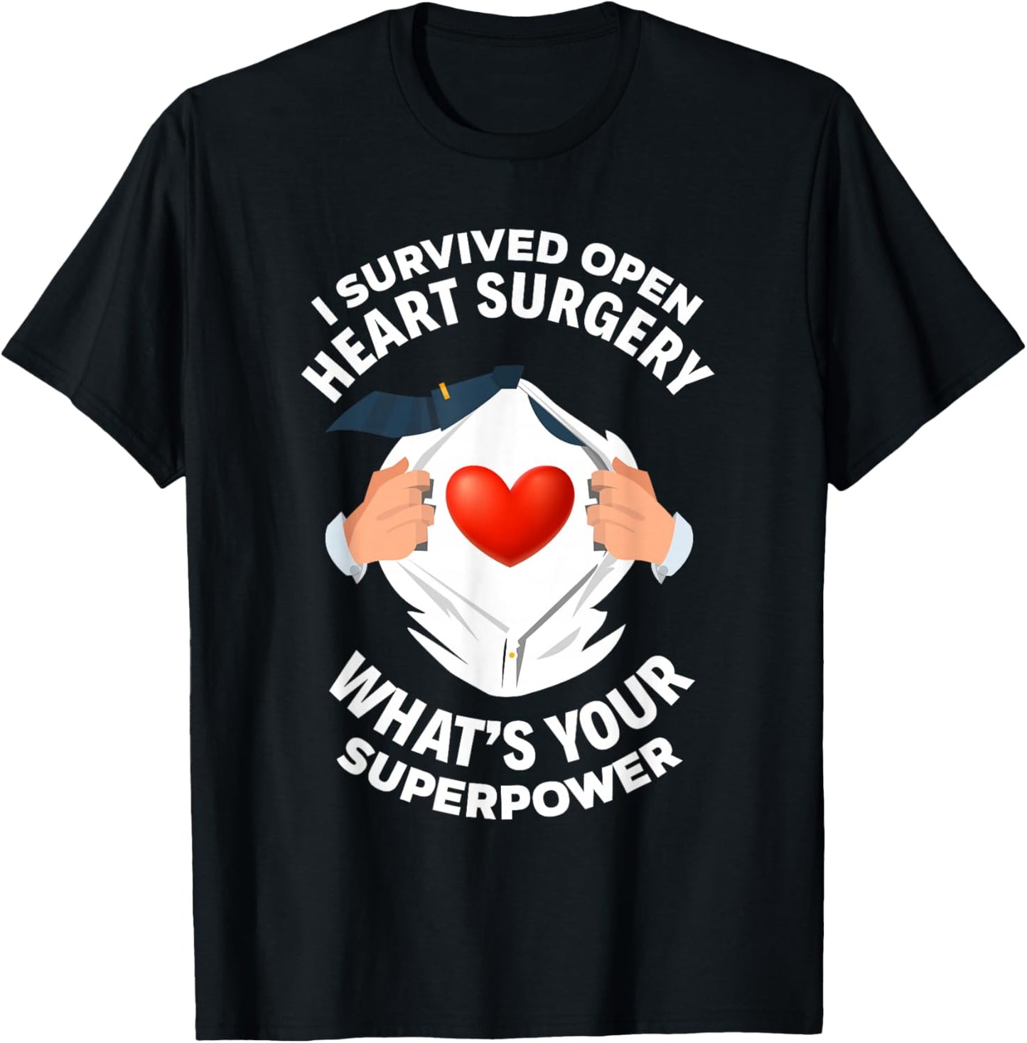 I Survived Open Heart Surgery Funny Bypass Heart Survivor T-Shirt - T-Shirt | Black