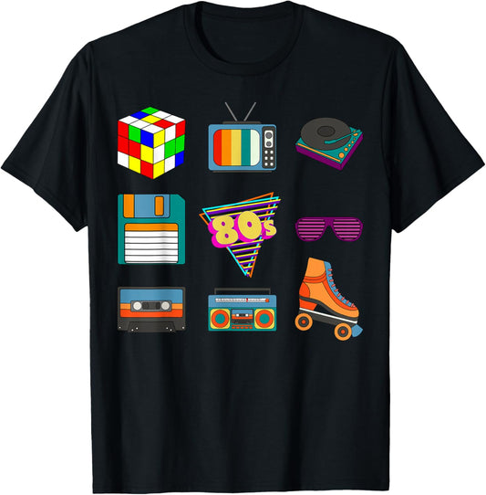 80's Retro Fashion Throwback Culture Disco Music Party Lover Short Sleeve T-Shirt - T-Shirt | Black