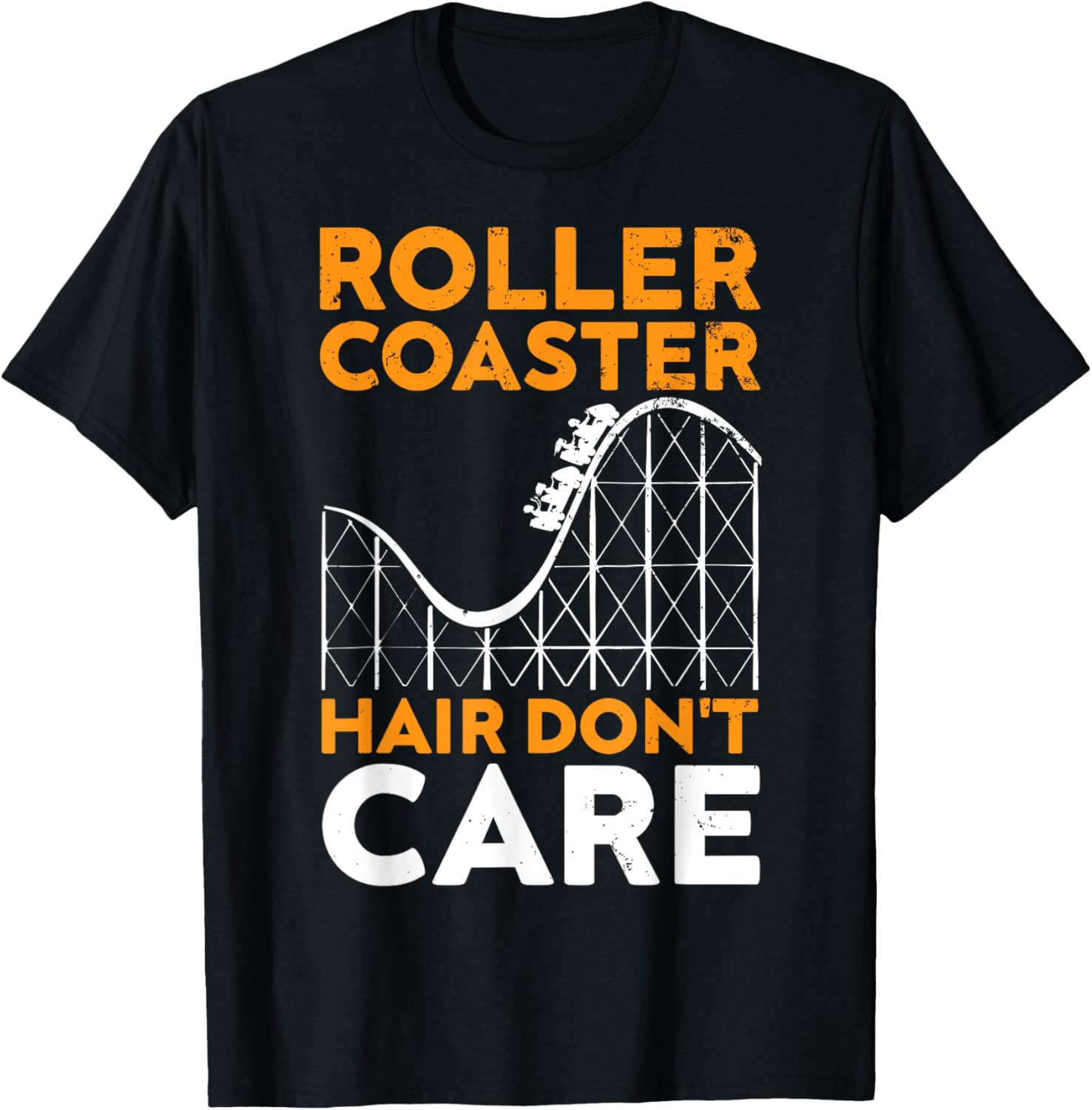Coaster Hair Don't Care, Funny Roller Coaster Amusement Park T-Shirt - T-Shirt | Black
