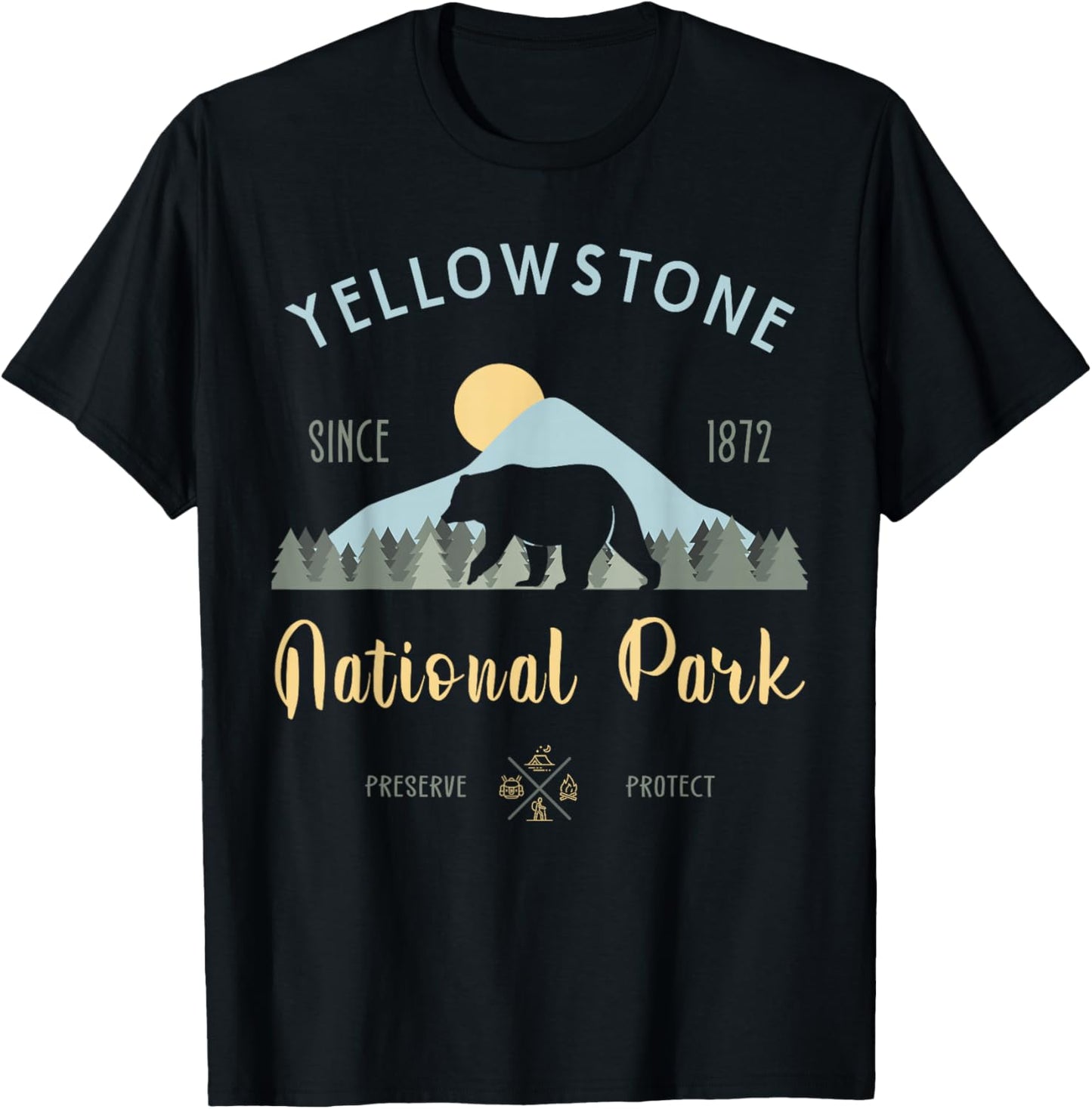 Outdoor National Park Yellowstone National Park T-Shirt - T-Shirt | Black