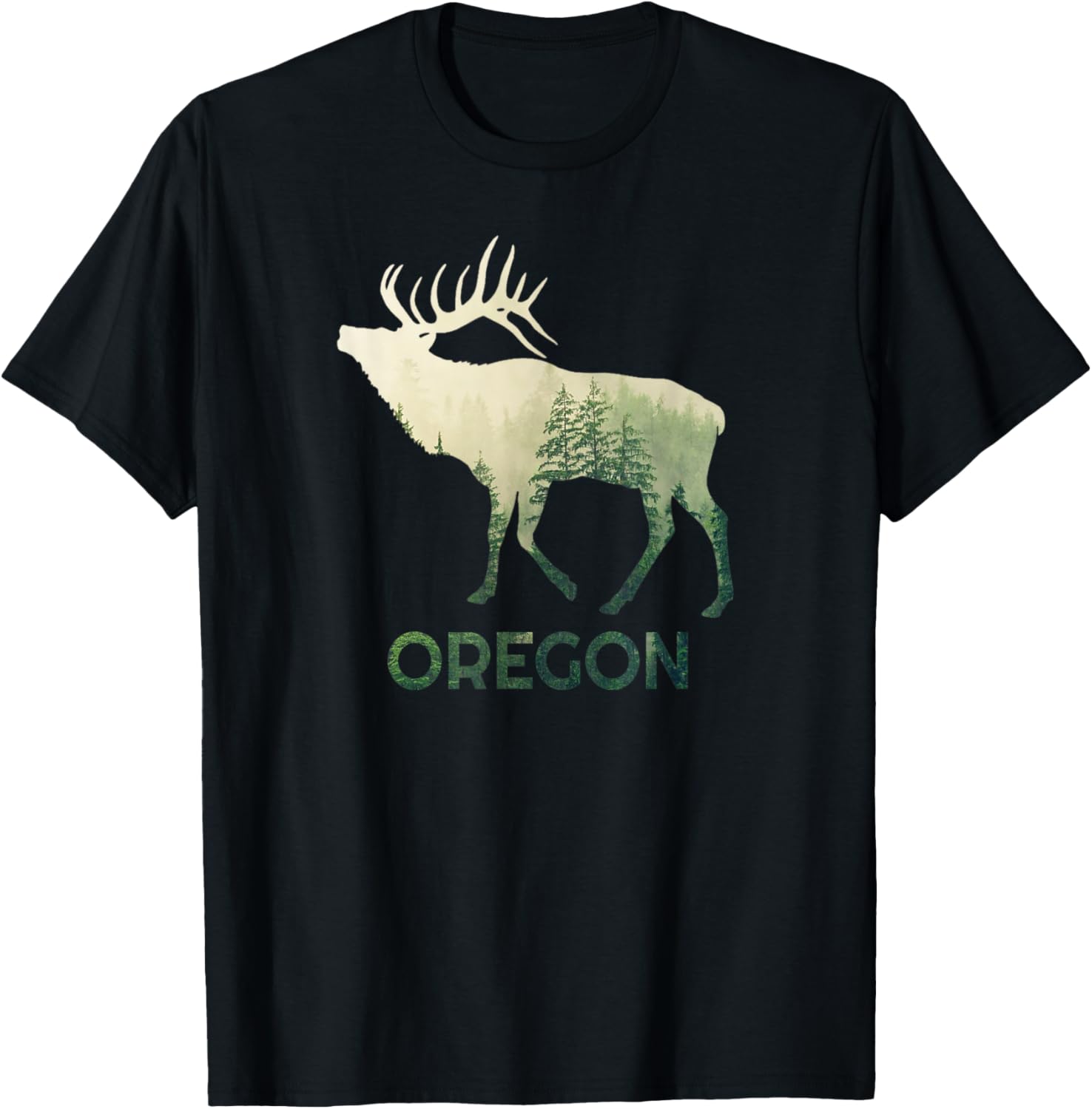 Oregon Pride Elk Forest Wildlife Nature Mountain Proud T-Shirt - T-Shirt | Black