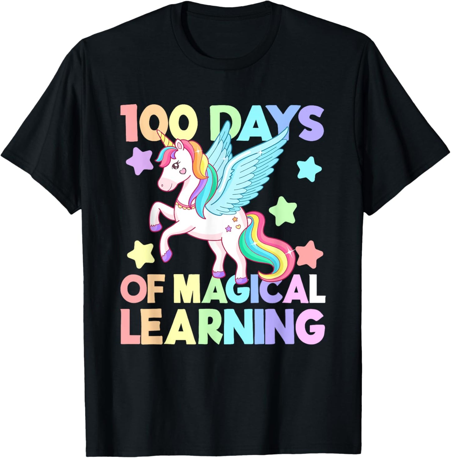 100 Days Of Magical Learning , 100 Days Of School Unicorn T-Shirt - T-Shirt | Black