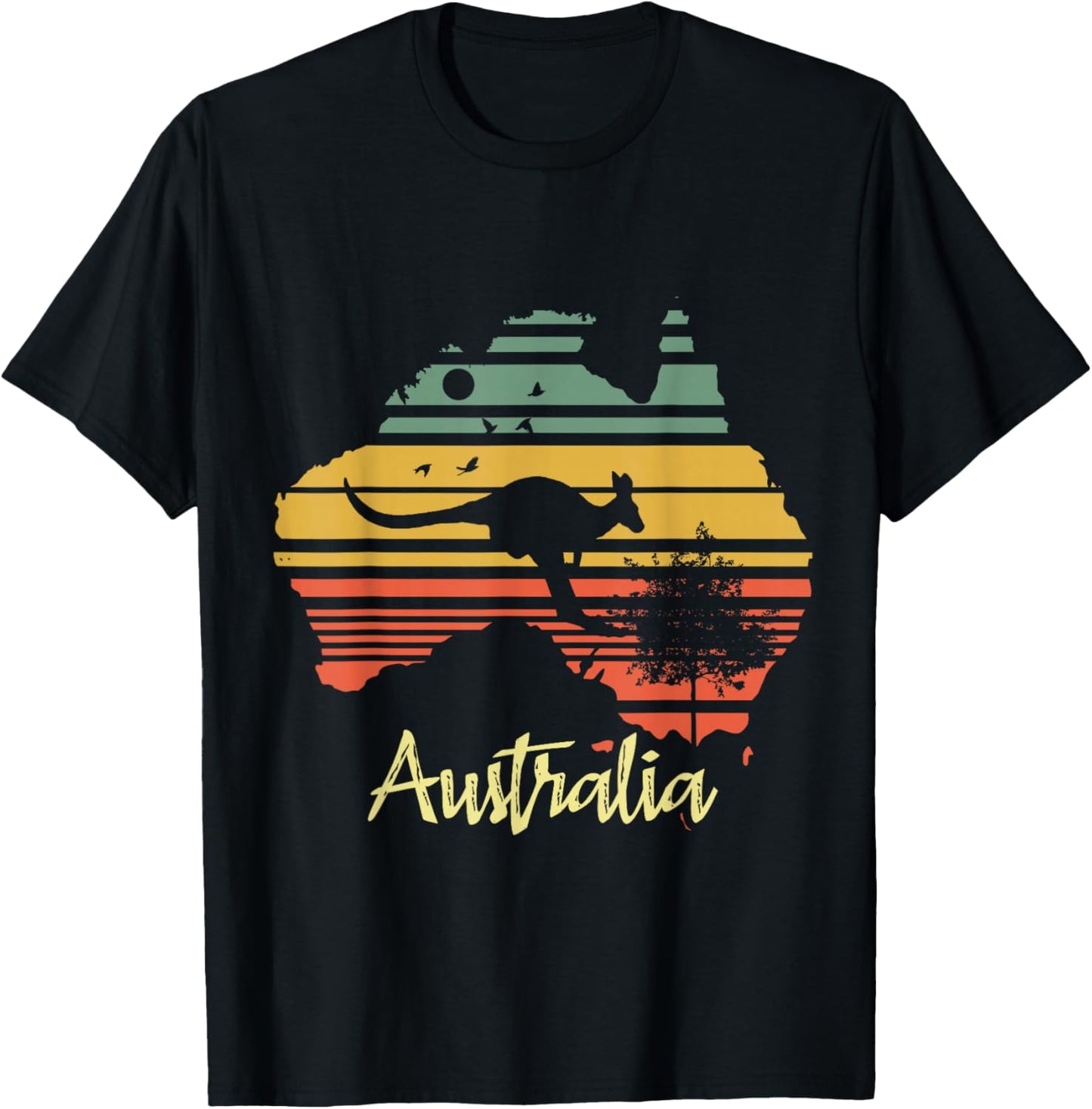 Vintage Land Map Australia Day Australian Kangaroo T-Shirt - T-Shirt | Black