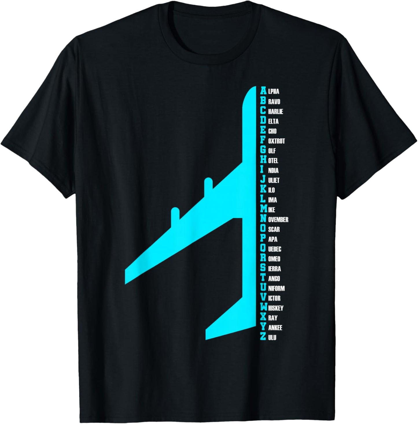 Phonetic Alphabet Pilot Airplane Funny Aviator Lover T-Shirt - T-Shirt | Black