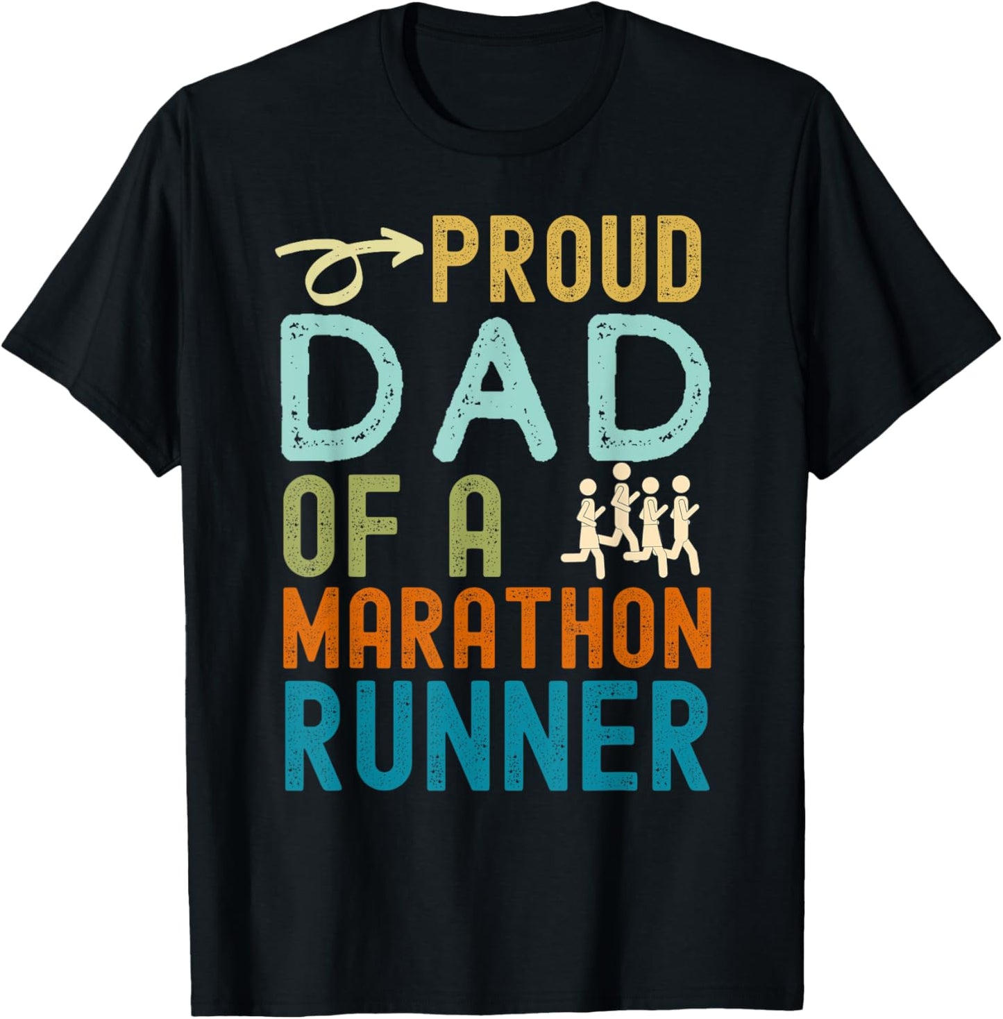 Proud Dad of a marathon runner retro vintage distressed T-Shirt - T-Shirt | Black