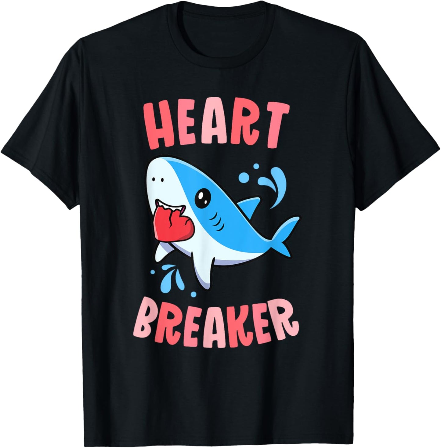 Heart Breaker Funny Valentines Day Kawaii Shark Boys T-Shirt - T-Shirt | Black