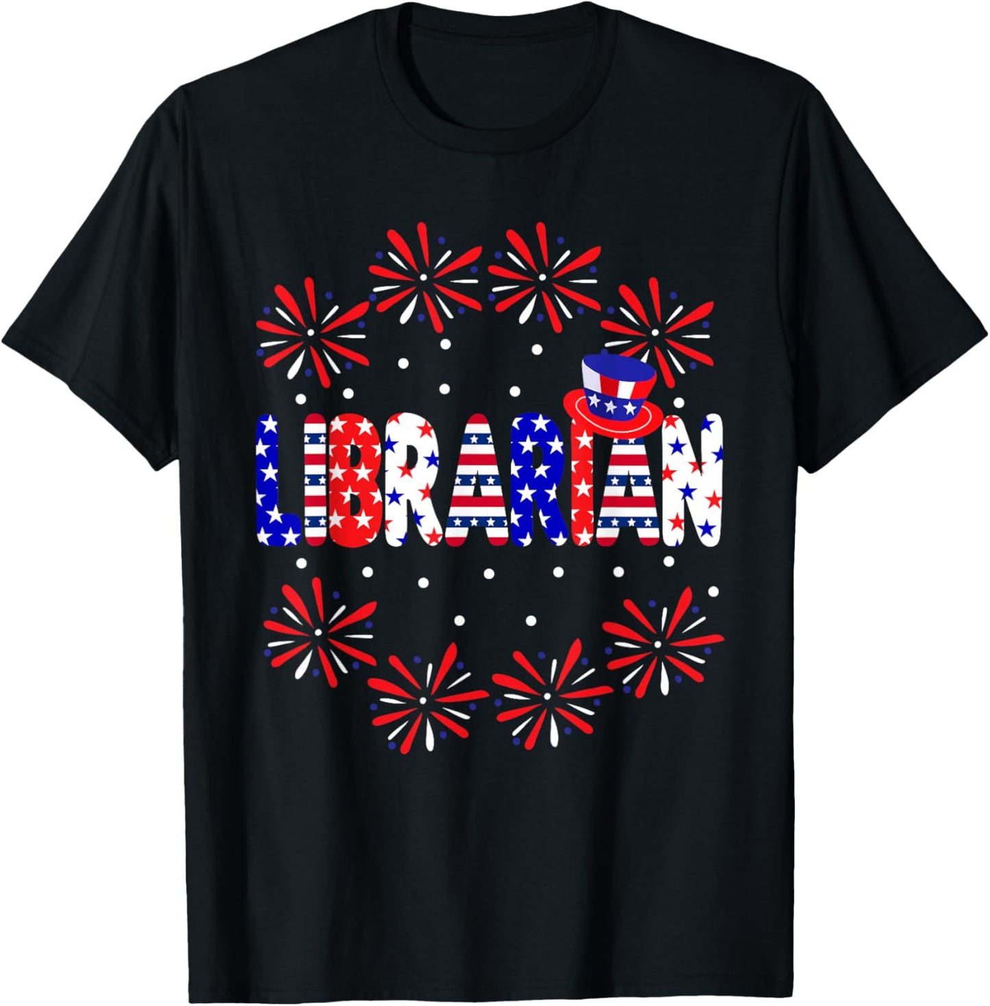 4th Of July Librarian Red White Blue USA Flag Patriotic Men T-Shirt - T-Shirt | Black