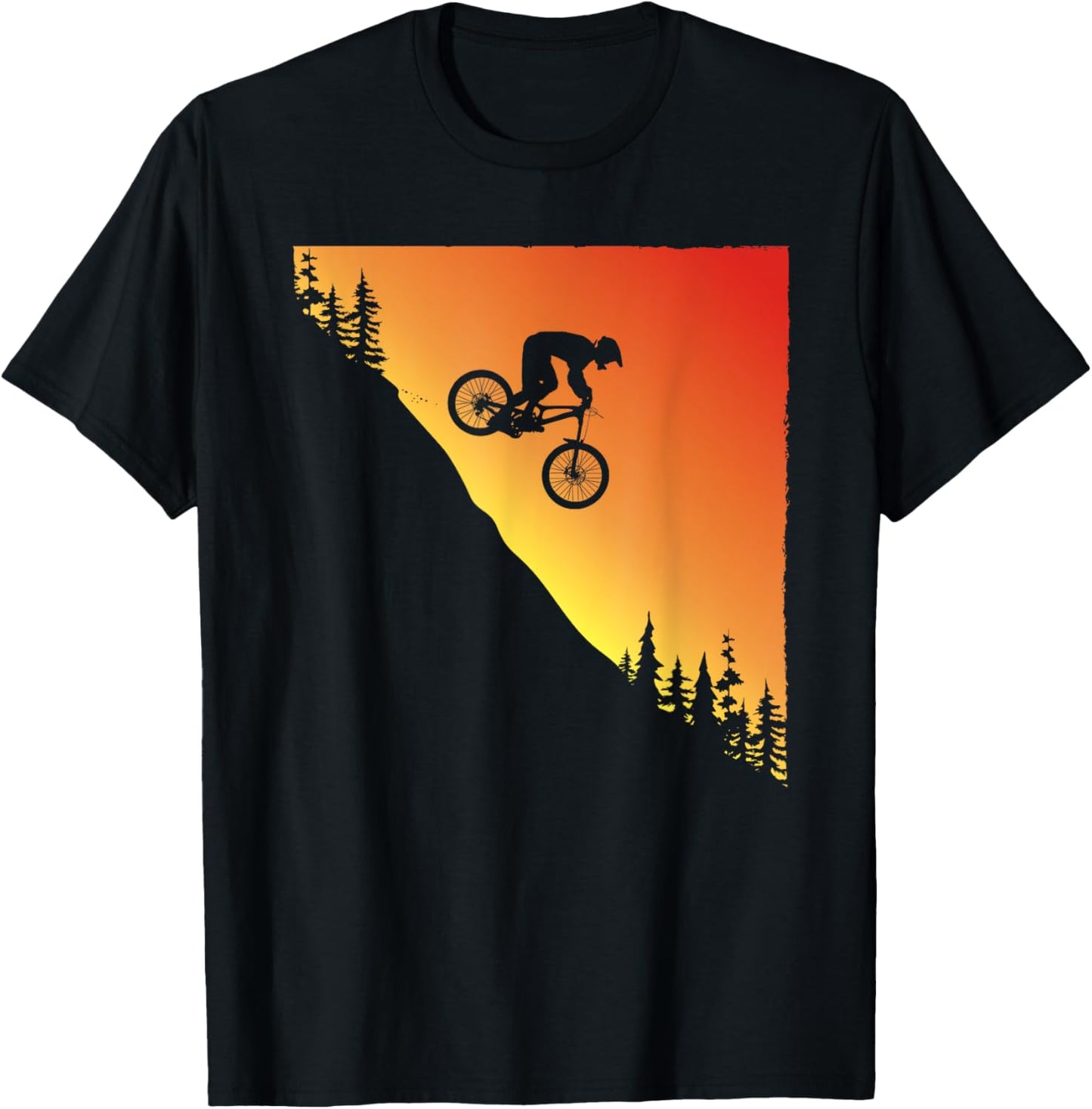 Mountain Bike Downhill Biking Retro Sunset Graphic T-Shirt - T-Shirt | Black